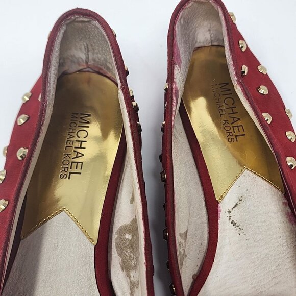 Michael Kors Women's Ailee Studded Suede Smoking Flats Cinnabar, Women's 9M - Picture 5 of 7